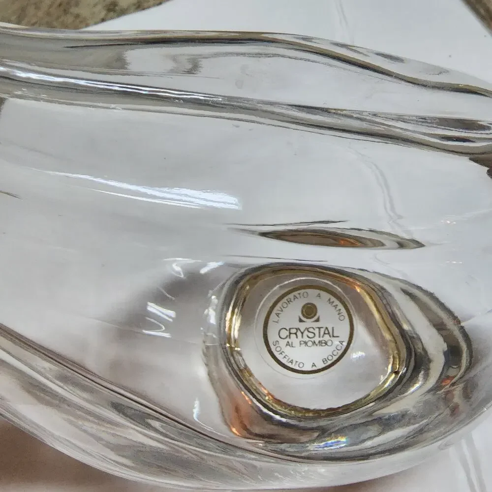 Vintage CRYSTAL AL PIOMBO duck decanter with a silver plated frame & cut glass